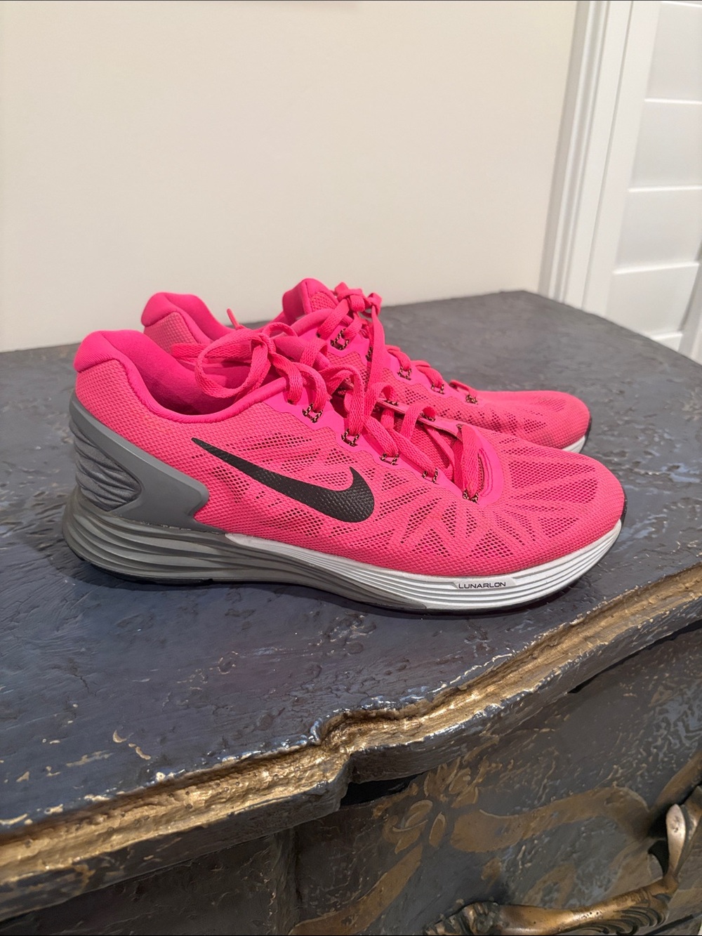 Nike Women's Hot Pink and Gray Running Shoes